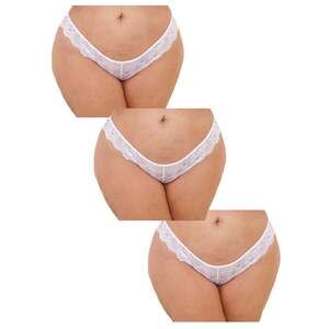Escante - 75130X - QUEEN 3 PACK OPEN TANGA - WHITE